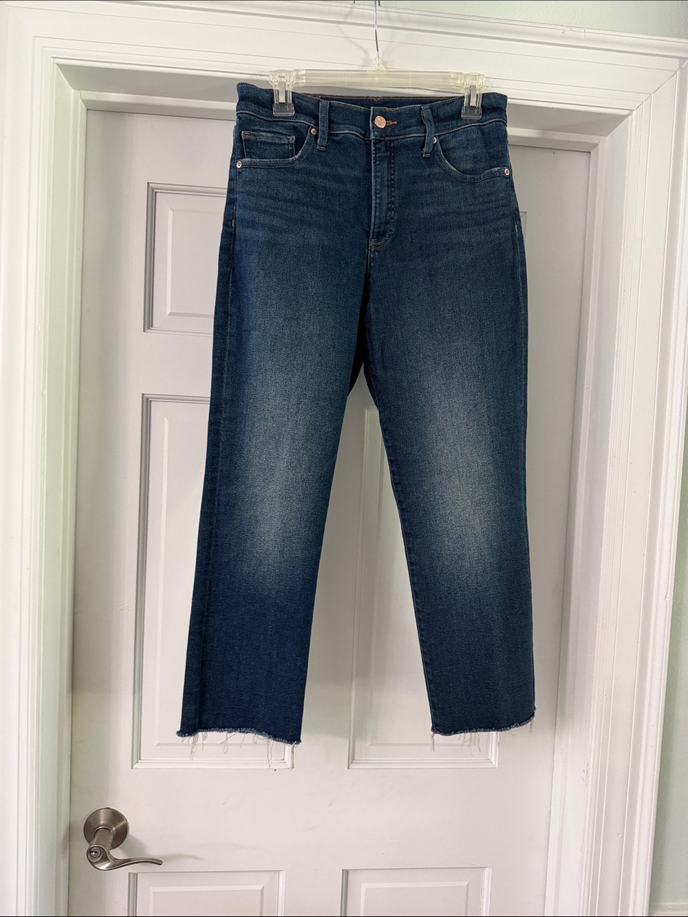 Express Dark Blue High-Rise Cropped Straight Jeans